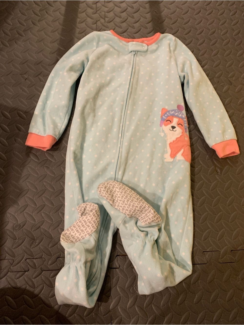 Fleece Footed Pajamas PJs Long Sleeve Full Zip Girls Size 4T Non Slip One Piece